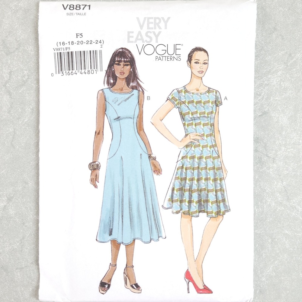 Vogue V8871 Misses' Fit & Flare Dress Sewing Pattern Very EZ Casual Chic 16-24
